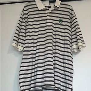 Classic White and Black Striped Polo by Polo Golf